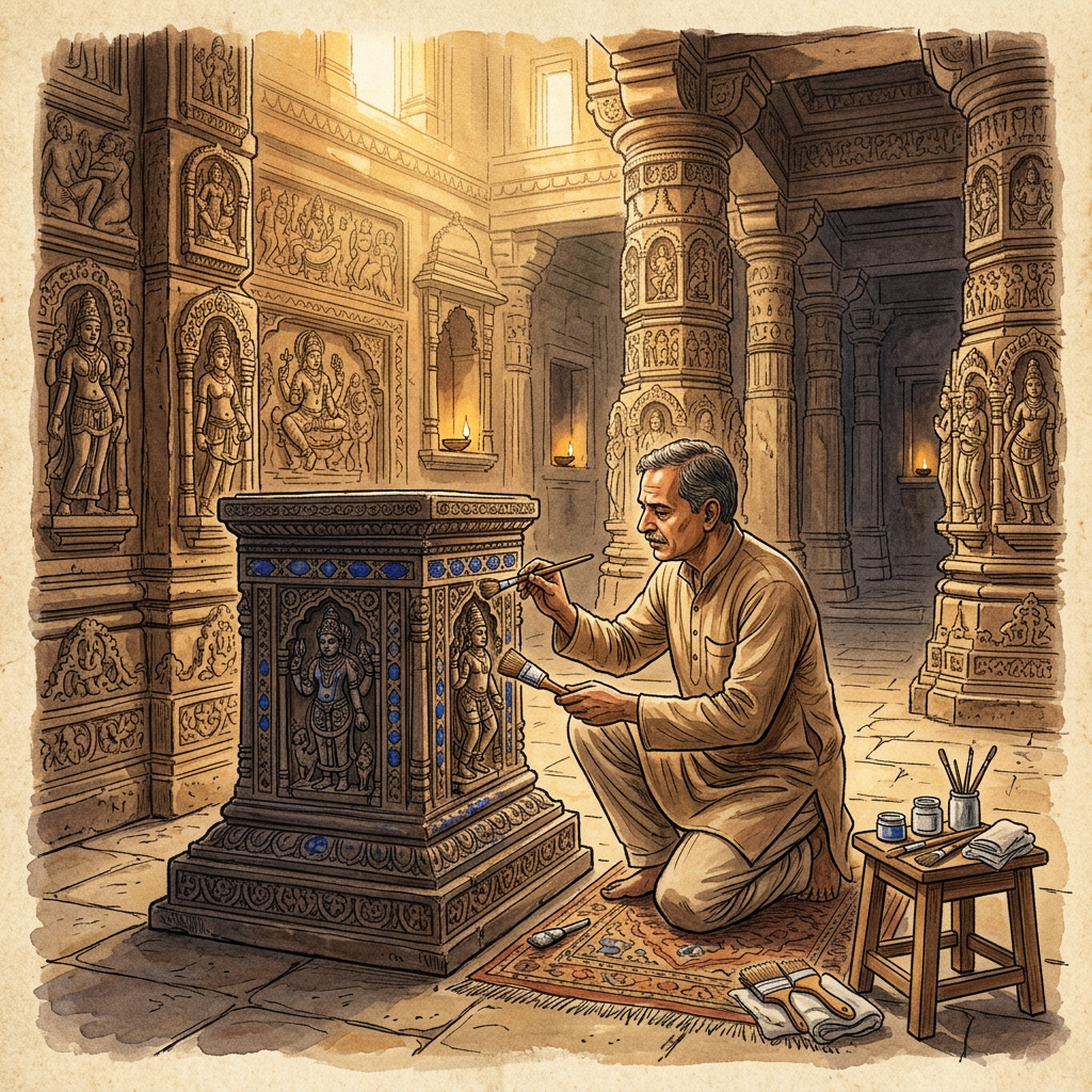 Restoration of 11th-Century 'Paramara' Dynasty Shiva Temple in Madhya Pradesh Reveals Hidden 'Cobalt-Inlaid' Ritual Pedestals