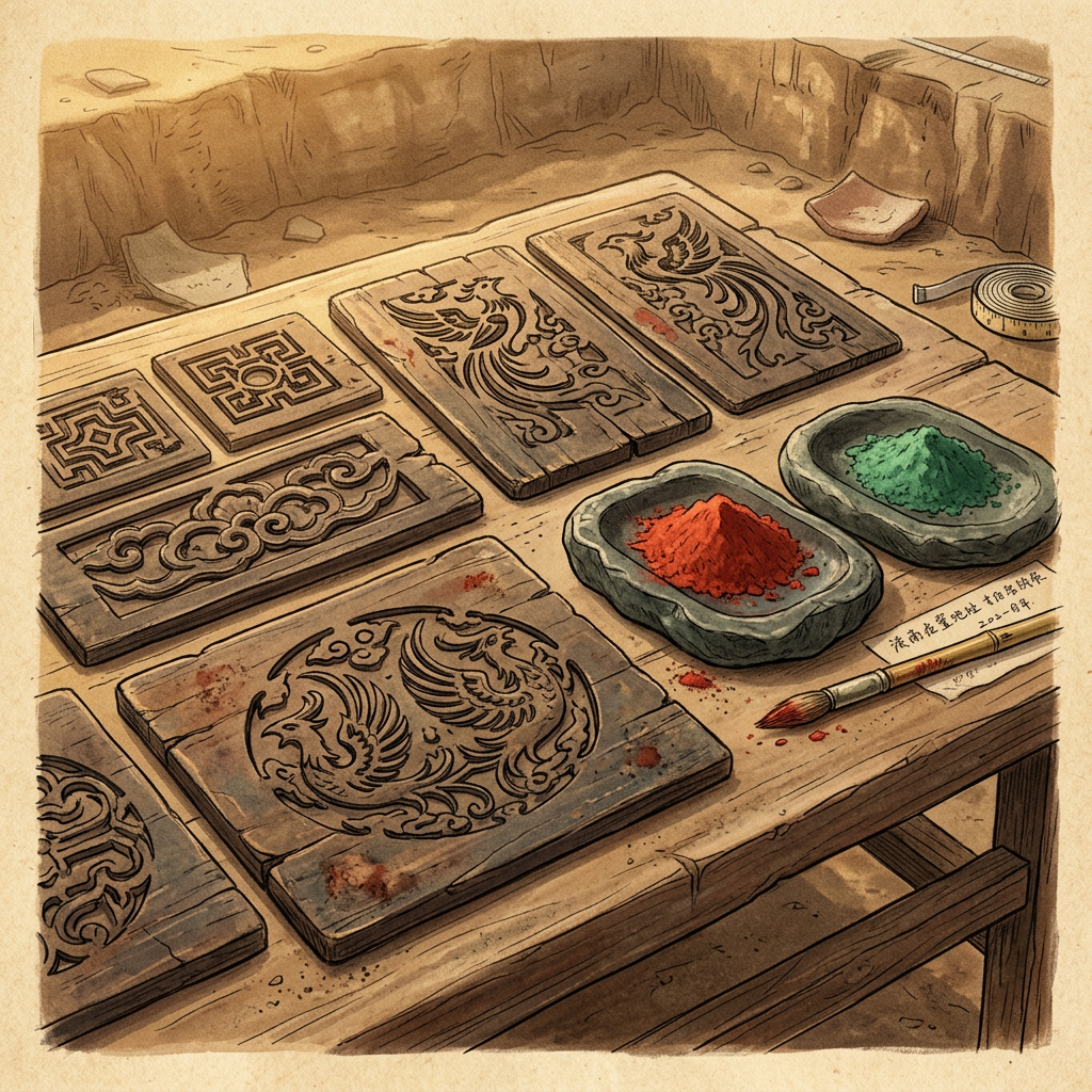 2,500-Year-Old 'Chu State Royal Textile-Stenciling Workshop' and Intact Mineral-Pigment Trays Uncovered in Hubei Province