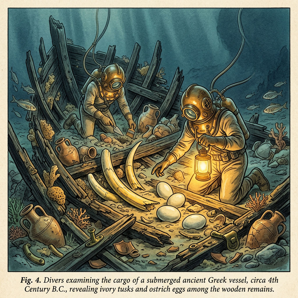 Submerged 5th-Century BCE 'Hellenistic Merchant Vessel' with Cargo of African Ivory and Ostrich Eggs Found off Cythera