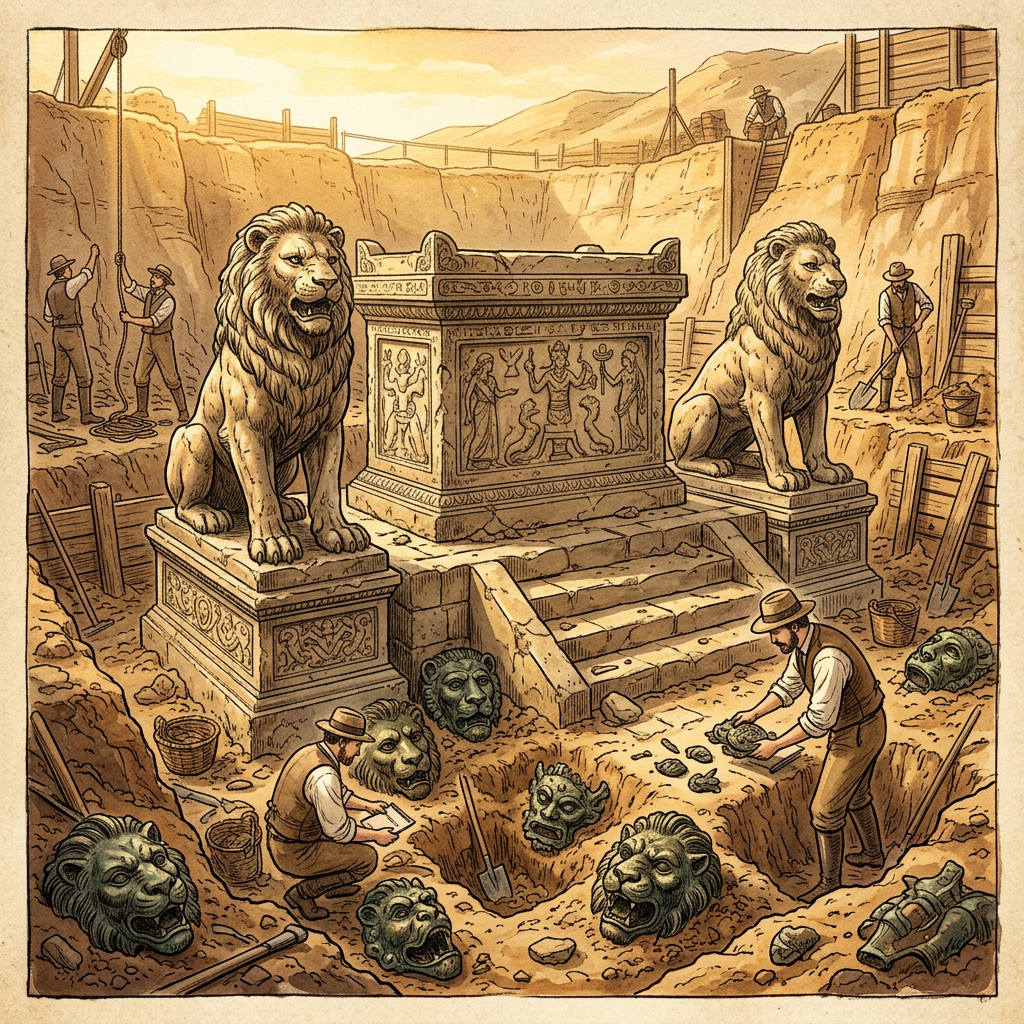 Massive 'Lion-God' Altar and Ritual Bronze Masks Discovered in Tyre Reveal Origins of Phoenician 'Festival of Valor'