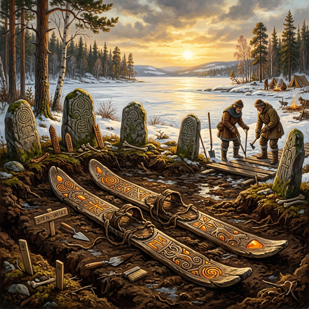 Archaeologists in the Lake Ladoga Basin Uncover 'Amber-Inscribed' Bone Skis Linked to 4,000-Year-Old 'First-Ice' Festivals