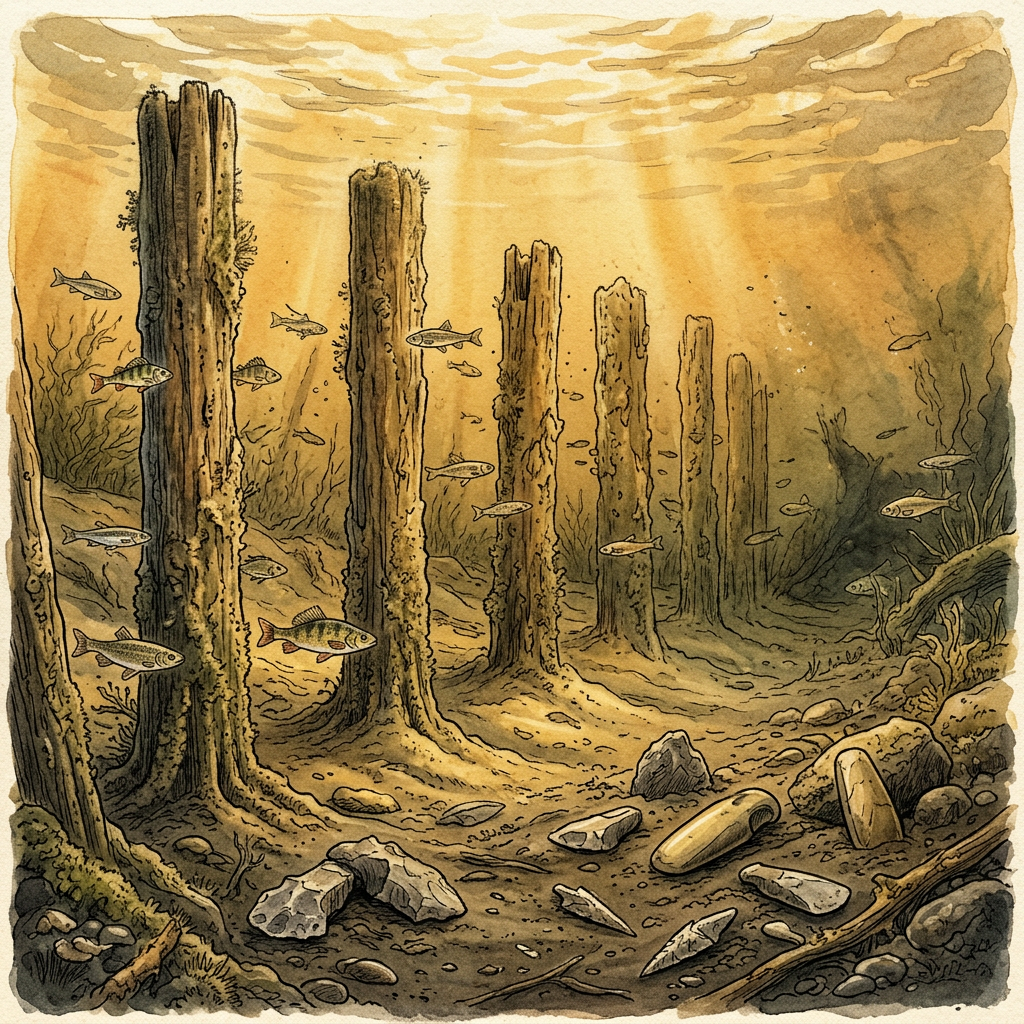 Submerged 9,000-Year-Old 'Neolithic Lake Village' with Intact Wooden Structures Identified in Northern Italy