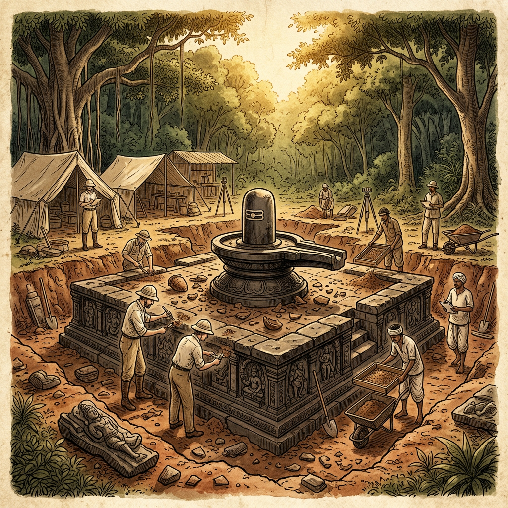 Rare 8th-Century 'Rashtrakuta-Kalachuri' Transitional Shiva Temple with Unique 'Mercury-Glass' Dome Fragment Uncovered in Madhya Pradesh’s Satpura Foothills