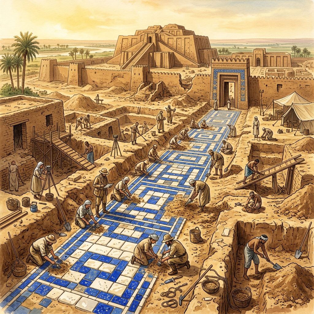Excavation of 'Lapis-Inlaid' Ritual Pavement in Ancient Nippur Reveals 4,000-Year-Old Roots of the 'Procession of the Seven Sages'