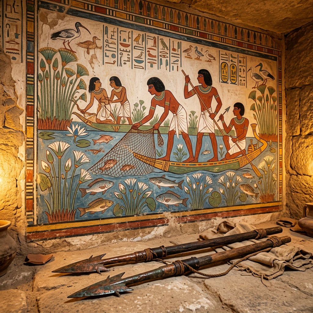 Middle Kingdom 'Master of the Royal Fish-Ponds' Tomb Uncovered in the Fayum Oasis with Intact Copper Harpoons
