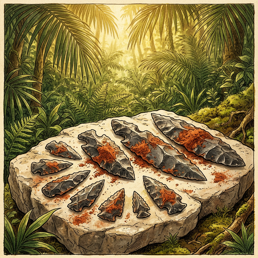 "Cinnabar-Stained" Ceremonial Flint Caches Discovered in the Petén Jungle Point to 1,500-Year-Old Origins of Maya "Festival of the Obsidian Shield"