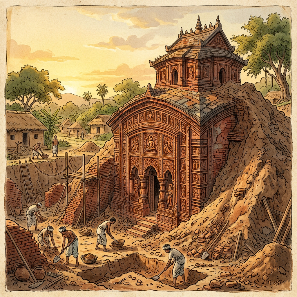 Rare 8th-Century 'Pala' Era Brick Temple Dedicated to the Bodhisattva Samantabhadra Uncovered in West Bengal