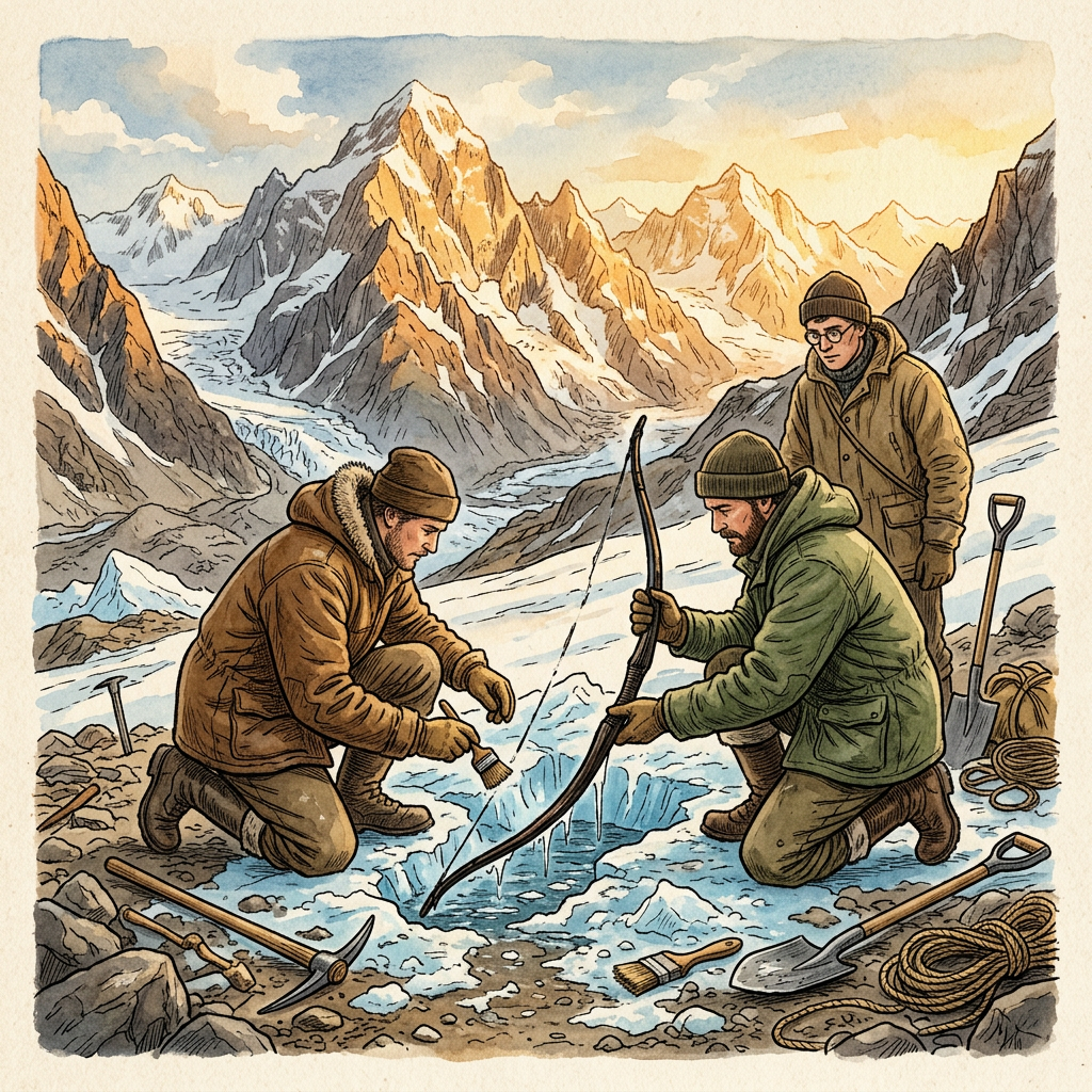 Retreating Glaciers in the Brooks Range Reveal 5,000-Year-Old 'Paleo-Inuit' Hunting Basecamp with Intact Sinew Bows