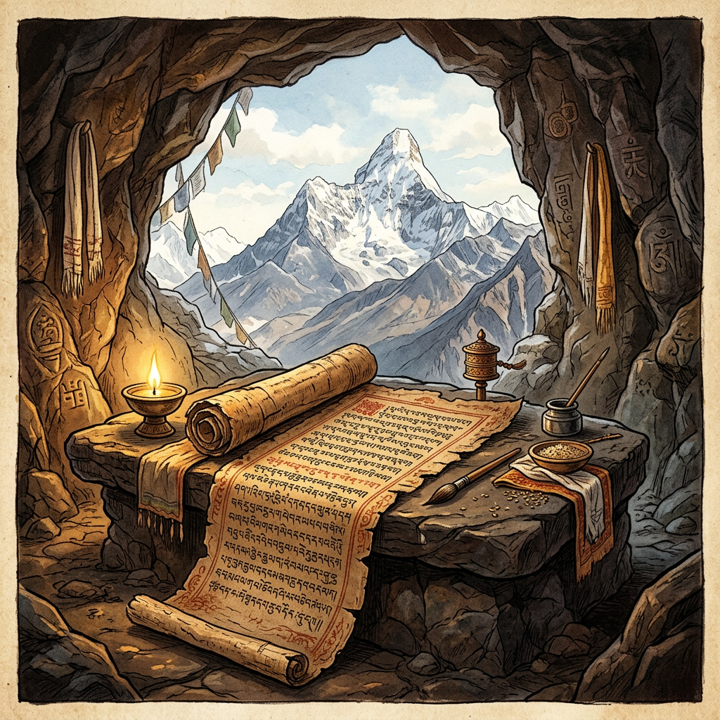 Rare 8th-Century 'Prana-Mana-Siddhi-Vatika' Scroll Found in a Remote Zanskar Hermitage Explores the Metaphysics of Breath-Thought Synchrony