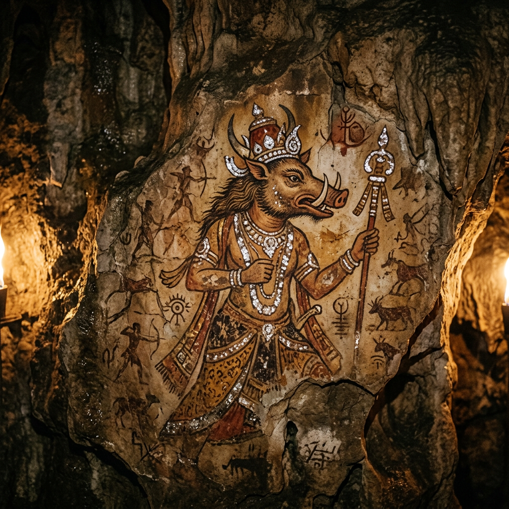Rare 7th-Century 'Vishnukundina' Era Rock-Cut Grotto Featuring Unique 'Zinc-Pigment' Murals Discovered in Telangana