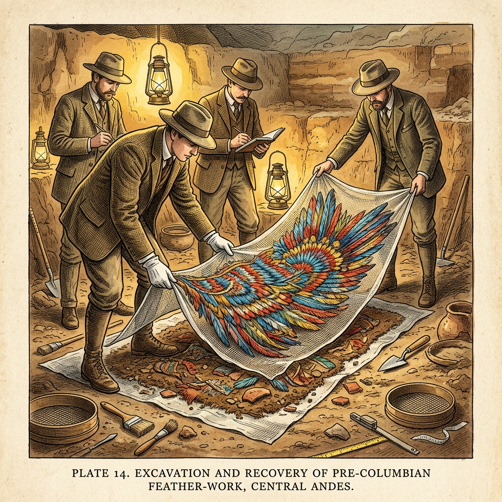 Discovery of 2,500-Year-Old 'Feather-Work' Banners in Peru Points to Early Paracas Processional Festivals