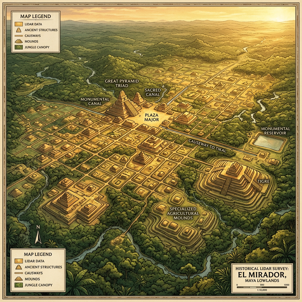 LiDAR Survey in Guatemala's Petén Basin Identifies Massive 8th-Century 'Obsidian Knife Factory' and Residential Wards