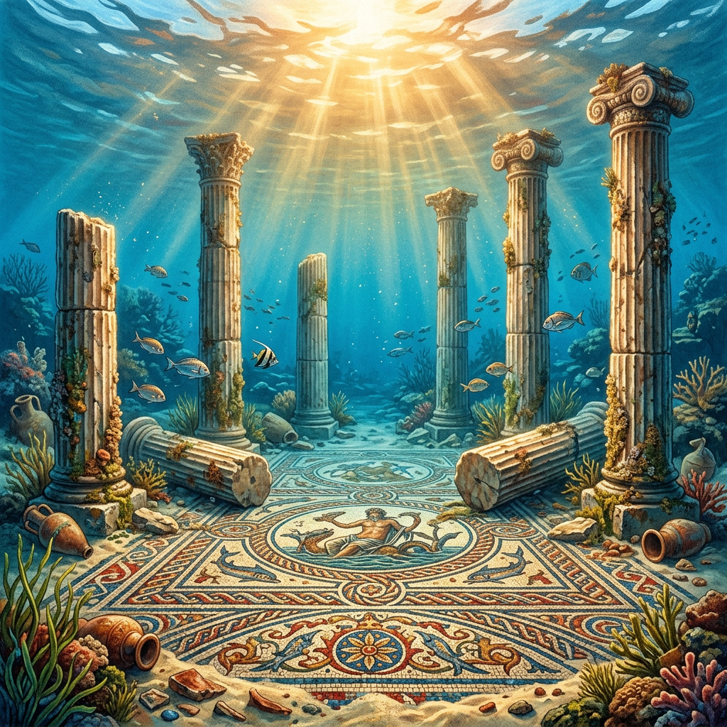 Submerged 2nd-Century Roman 'Temple of the Sea-Gate' with Basalt Columns and Neptune Mosaics Identified off the Coast of Italy's Lipari Island