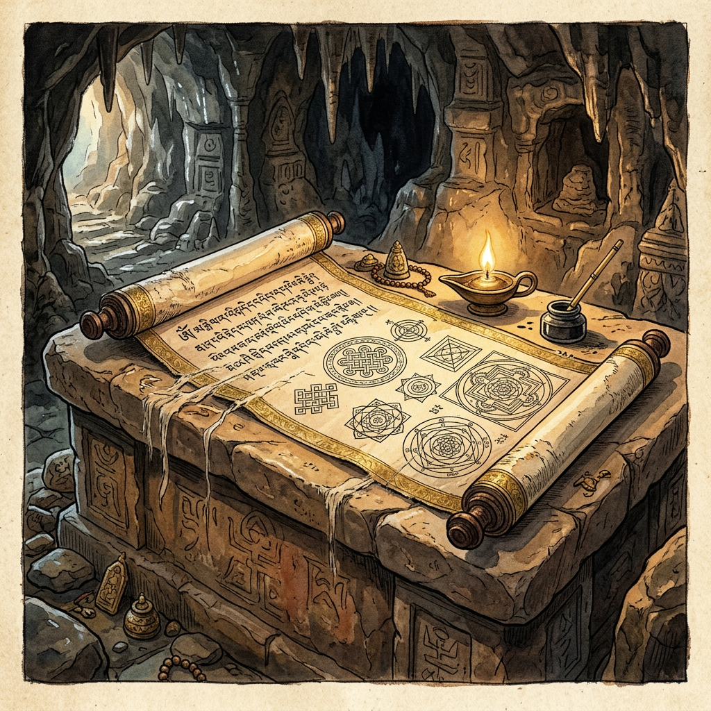 Rare 9th-Century 'Prana-Gatika-Vivarta' Scroll Discovered in a Remote Zanskar Hermitage Explores the 'Metaphysics of Breath-Motion'