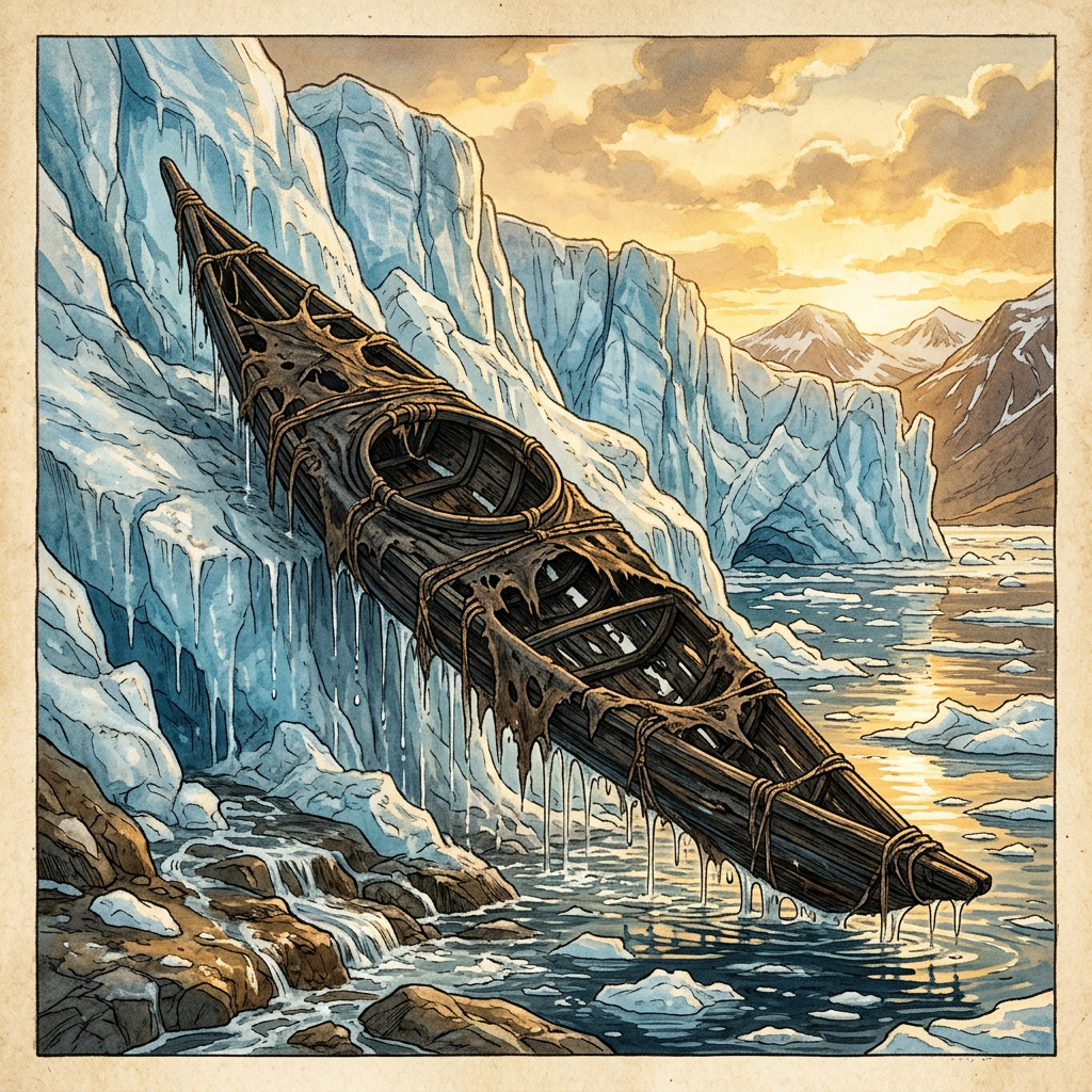 Retreating Glaciers in the Baffin Mountains Reveal 3,000-Year-Old 'Paleo-Eskimo' Kayak Fragments with Intact Sealskin