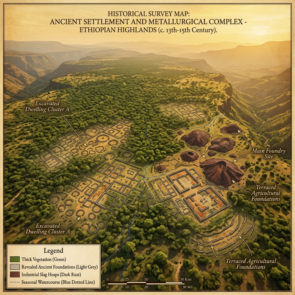 LiDAR Mapping Reveals a Massive 9th-Century 'Aksumite Iron-Smelting Hub' and Industrial Megalopolis in Ethiopia
