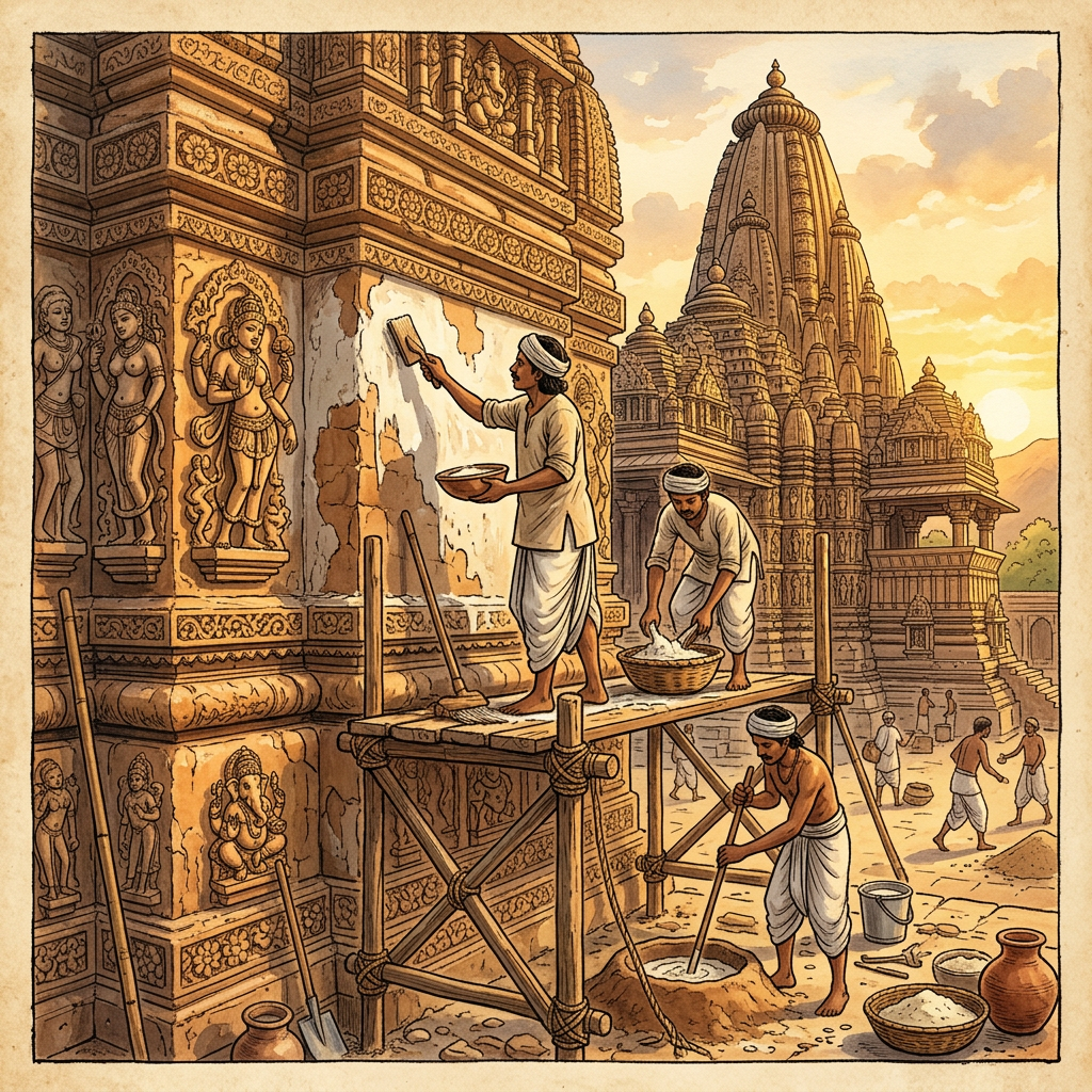 Restoration of 10th-Century 'Pratihara' Style Temple in Rajasthan’s Bharatpur District Uncovers Unique Floral Inscriptions