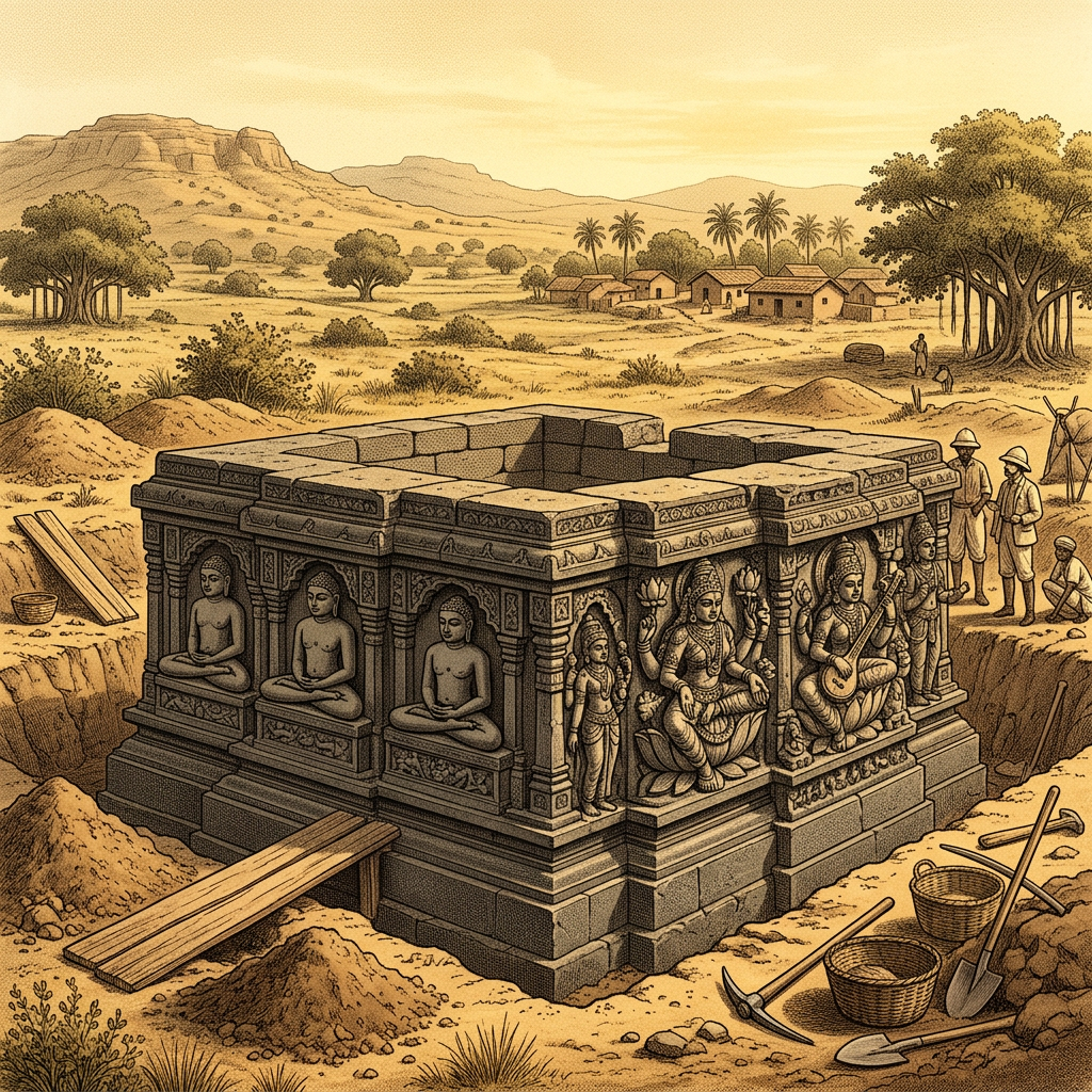 Discovery of a 9th-Century 'Rashtrakuta' Dynasty Jain Temple with Unique 'Ashtamatrika' Panels in Rural Solapur