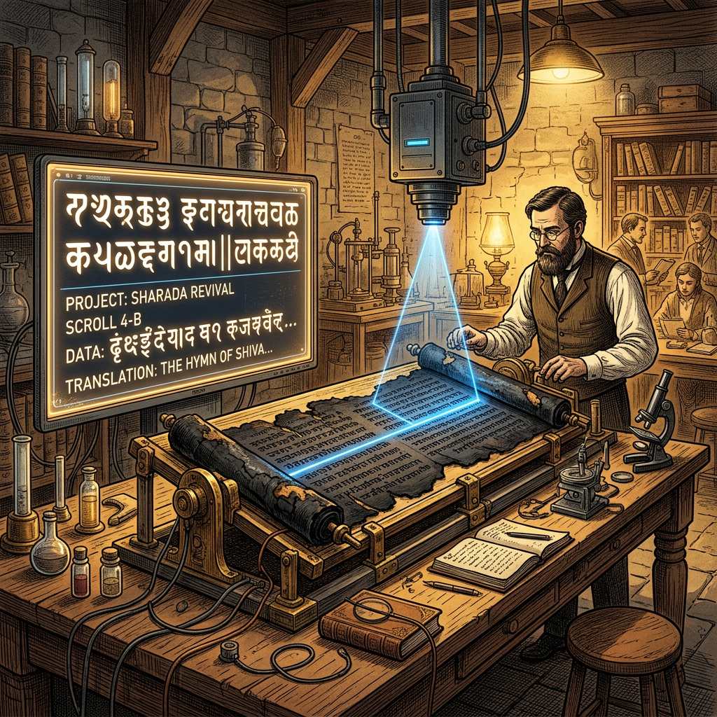 Terahertz Spectroscopy Unveils Hidden Text in Carbonized 8th-Century Sharada Scripts from the Kashmir Valley