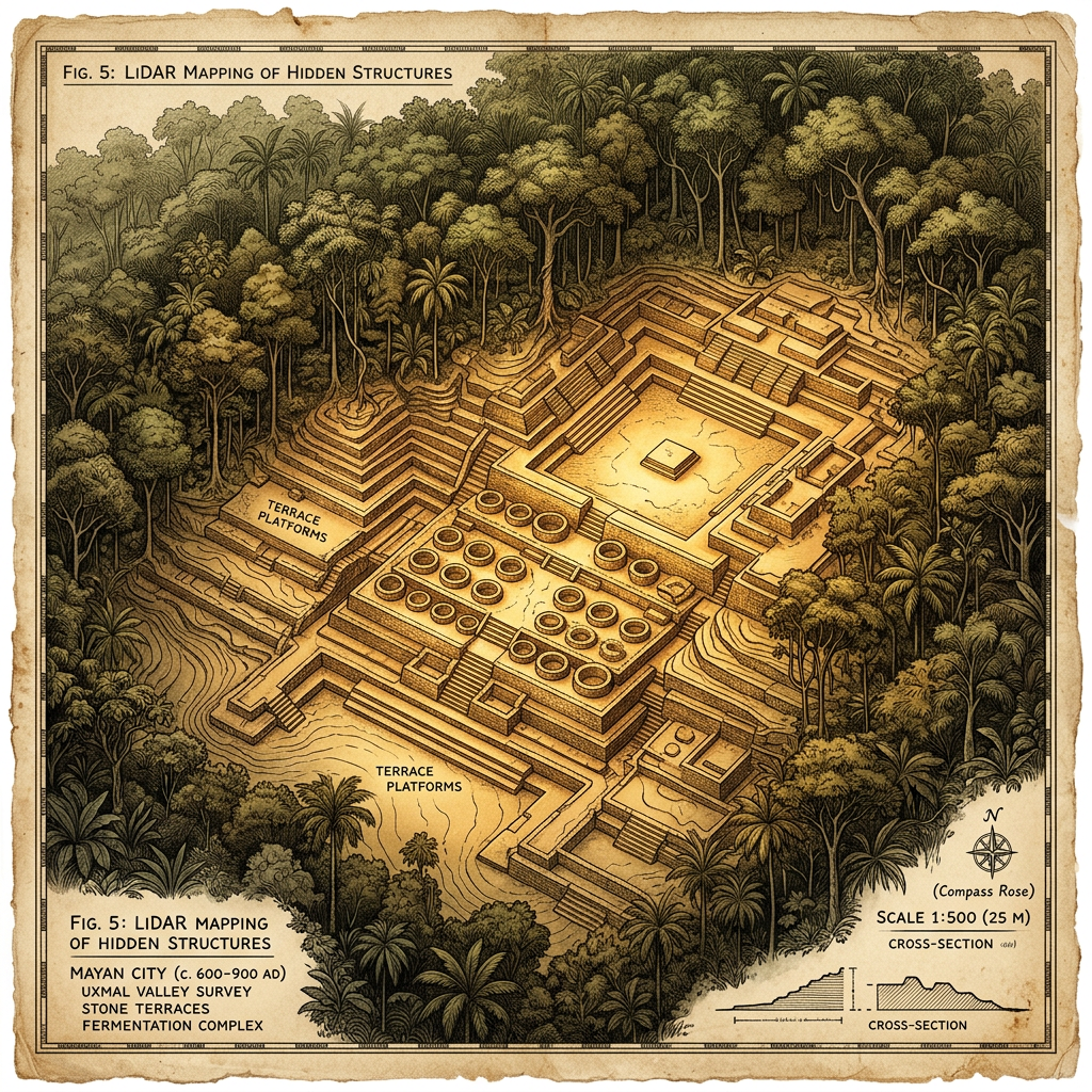LiDAR Mapping in the Petén Jungle Reveals a Massive 8th-Century 'Maya Vertical Honey-Fermentation Hub' and Sluice-Gated Nectar Terraces