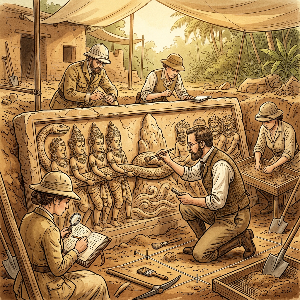 Restoration of 10th-Century Shilahara Temple in Konkan Region Uncovers Intact 'Samudra Manthan' Friezes