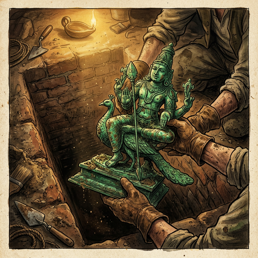 Restoration of 10th-Century 'Imperial Chola' Granite Shrine in Thanjavur Uncovers Hidden Ritual Bronzes of Lord Skanda