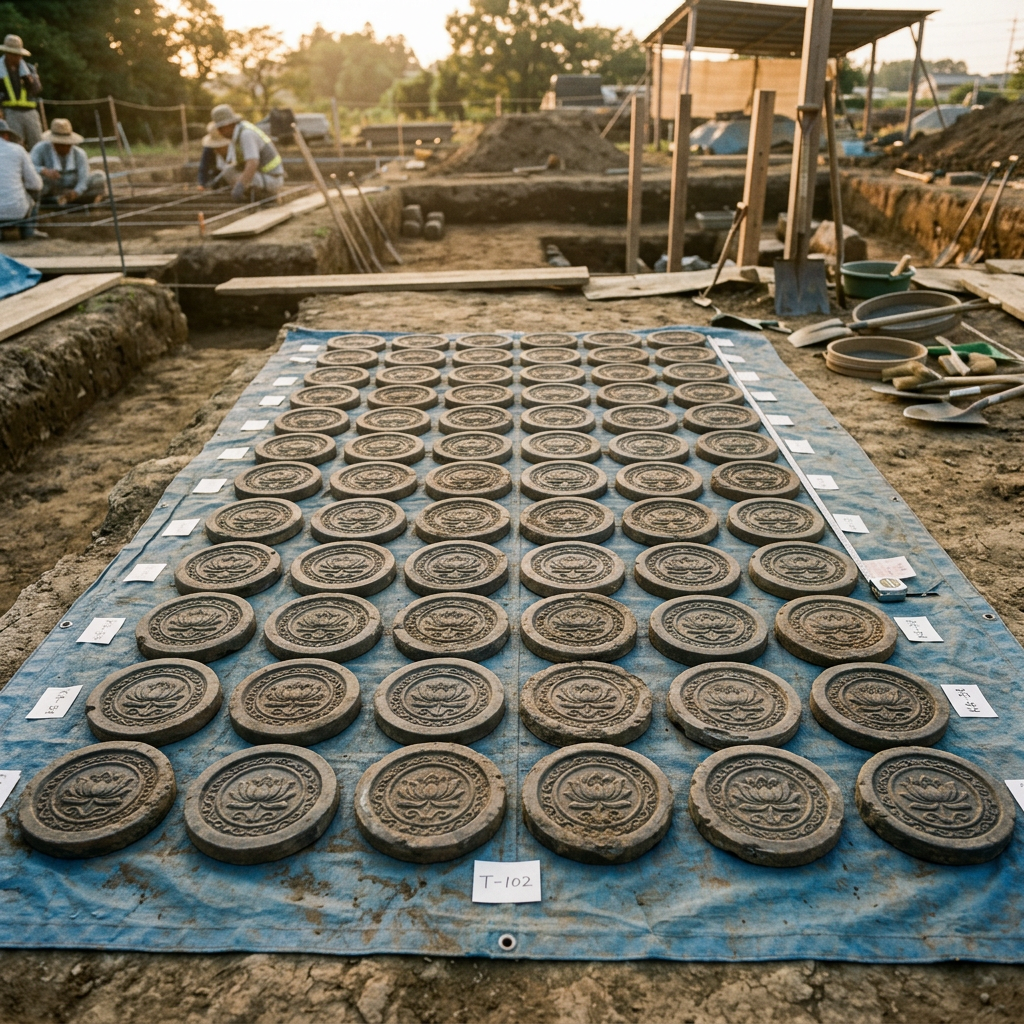 Archaeologists Discover 9th-Century 'Heian-Period' Temple Ruins with Intact Lotus-Carved Eave Tiles in Kyoto